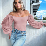 Puff Long Sleeve Bodysuit Leotard Sheer Top - Zeagoo (Us Only)