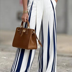 Elegant Color-Block Striped Two-Piece Set(Includes a standard belt)