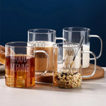 Morning Bliss | Glass Coffee Mug with Large Opening | Easy to Clean for Energizing Breakfasts