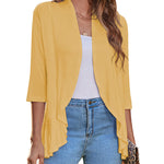 Zeagoo Women's 3/4 Sleeve Draped Ruffles Cardigan