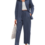 Linen Shirts Loose Long Pants Beach Outfits - Zeagoo (Us Only)