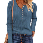 Zeagoo Sweaters Ribbed Knit Long Sleeve Henley Shirts
