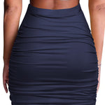 High Waist Stretch Tight Pleated Bodycon Skirt - Zeagoo (Us Only)