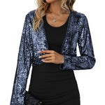 Sequin Shrug Glitter Bolero Jackets with Sparkly Blazer Long Sleeve Cropped Cardigan - Zeagoo (Us Only)