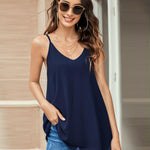 Zeagoo V-Neck Chiffon Spaghetti Strap Tank Top