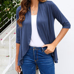 Zeagoo Women's 3/4 Sleeve Draped Ruffles Cardigan