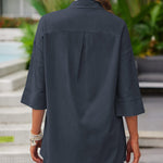 Linen Shirt Elastic Waist Casual Shorts Set - Zeagoo (Us Only)