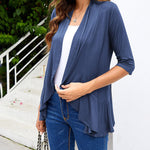 Zeagoo Women's 3/4 Sleeve Draped Ruffles Cardigan