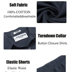 Linen Shirt Elastic Waist Casual Shorts Set - Zeagoo (Us Only)