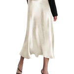 Satin Zipper Elegant Work Skirts - Zeagoo (US Only)