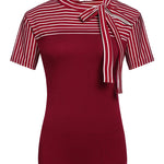 Zeagoo Women's Casual Tie Neck Tunic Blouse Tops