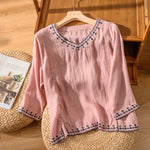 ANOUK | EMBROIDERED V-NECK BLOUSE