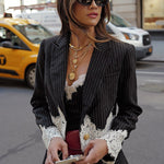 Black Lace-paneled Suit And Dress Set