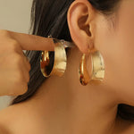 Gold Textured Wide Hoop Earrings