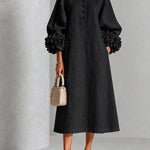 Theodosia Rosette-Cuff Button Midi Dress