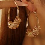 Gold Twisted Wire Knot Hoop Earrings