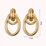 Gold Interlocking Link Drop Earrings