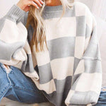REVERIE™ - Casual Plaid Long Sleeve Round Neck Sweater