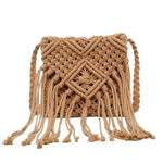 Boho Macrame Woven Tassel Crossbody Bag