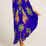 Unique Drop Shoulder Sleeve Coconut Tree Printed Dress