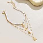 South Pacific Shell Starfish Multi-Layer Necklace Gold