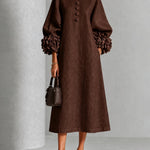 Theodosia Rosette-Cuff Button Midi Dress