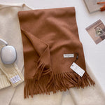 KHIONNE™ - Comfy Soft Plain Tassel Scarf Shawls