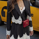 Black Lace-paneled Suit And Dress Set