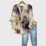 Araminta | The Ruffle Sleeve V-Neck Blouse