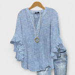 Araminta | The Ruffle Sleeve V-Neck Blouse