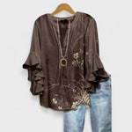 Araminta | The Ruffle Sleeve V-Neck Blouse
