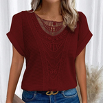 V|C - Crochet Trim Waffle Knit Top Sharon