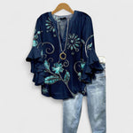 Araminta | The Ruffle Sleeve V-Neck Blouse