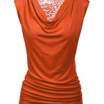 Ruched Cowl Neck Tank Tops - Zeagoo (Us Only)