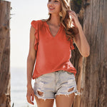 Zeagoo Women's Casual Print Ruffle Sleeve Summer Tops