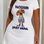 Dachshund Spirit Animal Print Lettuce Trim Nightdress