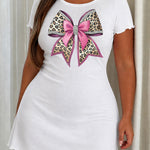 Leopard Rhinestone Pink Bow Print Nightdress (XS-5XL)