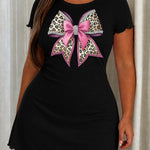Leopard Rhinestone Pink Bow Print Nightdress (XS-5XL)