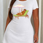 Golden Retriever Pink Beach Umbrella Cocktail Summer Nightdress (XS-5XL)