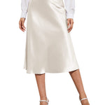 Satin Zipper Elegant Work Skirts - Zeagoo (US Only)