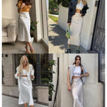 Satin Zipper Elegant Work Skirts - Zeagoo (US Only)