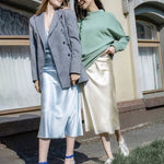 Satin Zipper Elegant Work Skirts - Zeagoo (US Only)