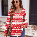 Zeagoo Long Sleeve Shirts Square Neck Pleated Tunic Tops