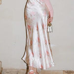 Zeagoo Midi Skirt High Waisted Solid Satin Dress