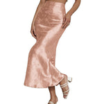 Zeagoo Midi Skirt High Waisted Solid Satin Dress