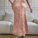 Zeagoo Midi Skirt High Waisted Solid Satin Dress