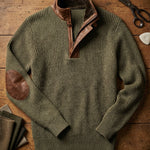 Dario Leather-Trim Half-Zip Sweater