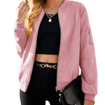 Faux Bomber Zip Up Lightweight Jacket Coat with Pockets - Zeagoo (Us Only)