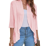 Zeagoo Women's 3/4 Sleeve Draped Ruffles Cardigan