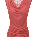 Ruched Cowl Neck Tank Tops - Zeagoo (Us Only)